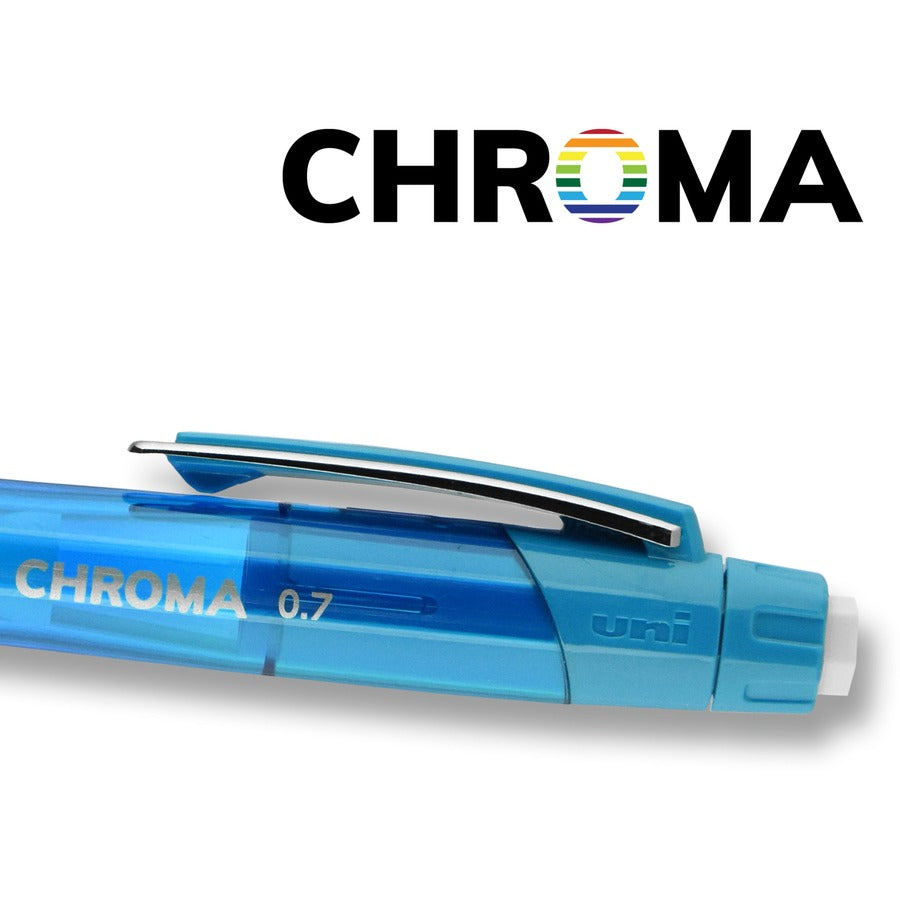 Chroma Mechanical Pencils with Tube of Lead/Erasers, 0.7 mm, HB (#2), Black Lead, Assorted Barrel Colors, 2/Pack