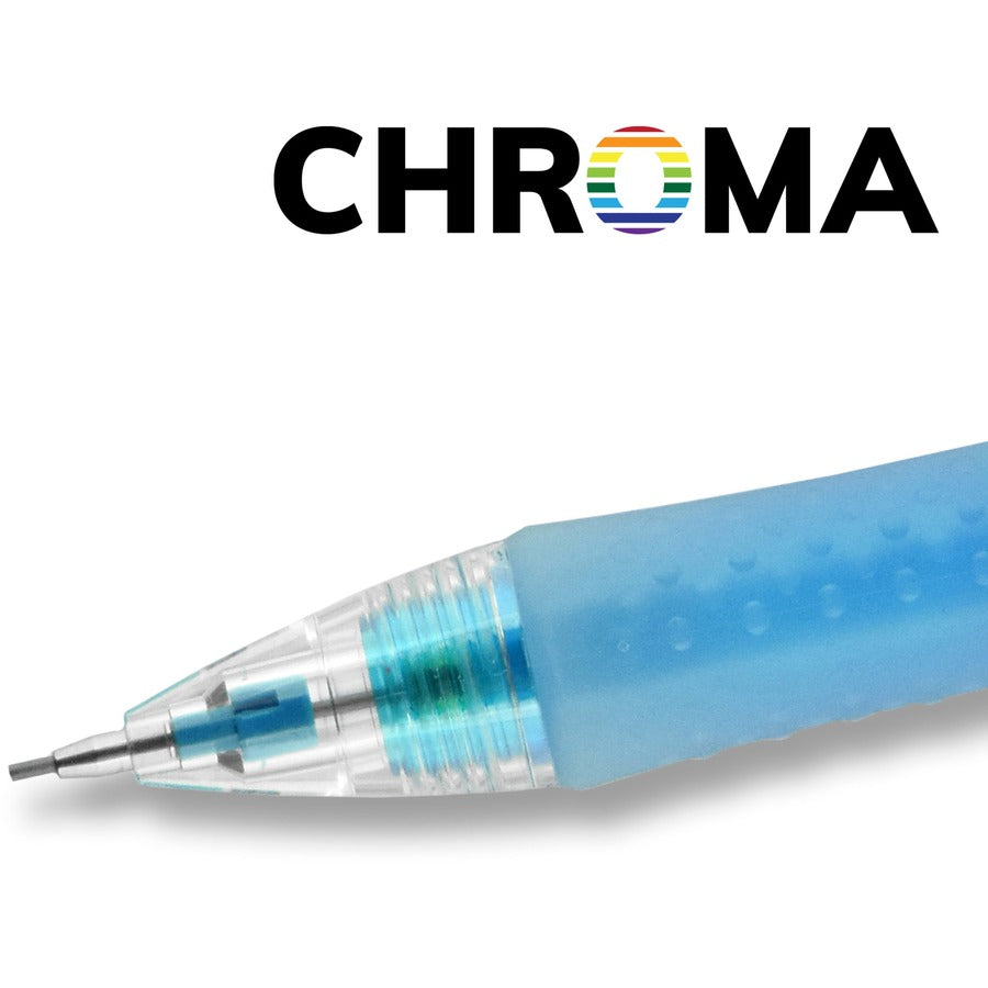 Chroma Mechanical Pencils with Tube of Lead/Erasers, 0.7 mm, HB (#2), Black Lead, Assorted Barrel Colors, 2/Pack