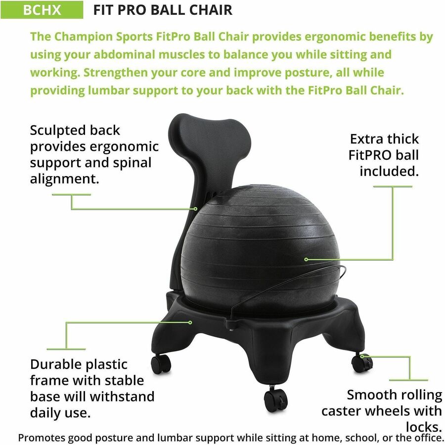 FitPro Ball Chair, Supports Up to 200 lb, Gray