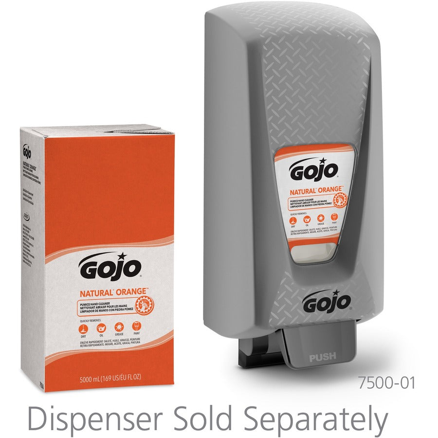 Gojo Natural Orange Pumice Hand Cleaner - Citrus ScentFor - 1.3 gal (5 L) - Oil Remover, Grease Remover, Dirt Remover, Soil Remover - Hand - White - Fast Acting - 2 / Carton