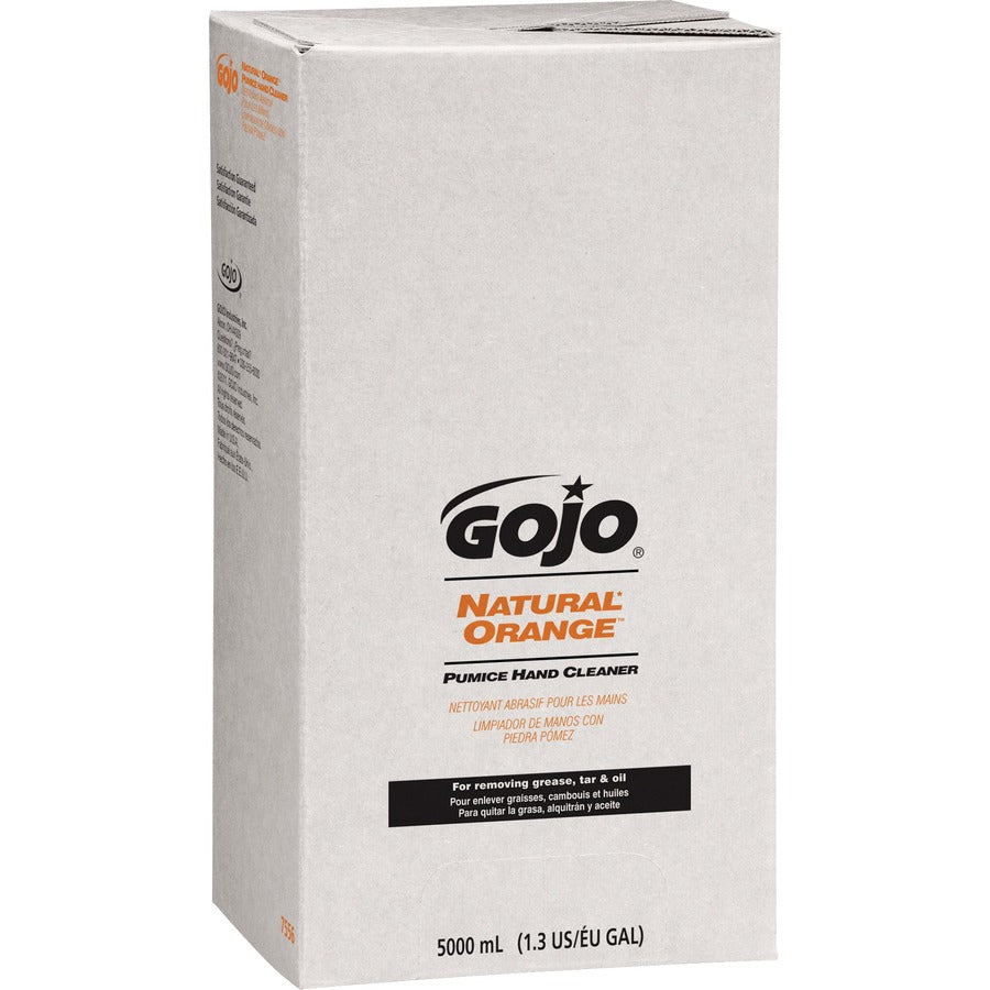 Gojo Natural Orange Pumice Hand Cleaner - Citrus ScentFor - 1.3 gal (5 L) - Oil Remover, Grease Remover, Dirt Remover, Soil Remover - Hand - White - Fast Acting - 2 / Carton
