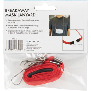 Advantus Face Mask Lanyard - 10 / Pack - J-Hook Attachment - 30" Length - Red