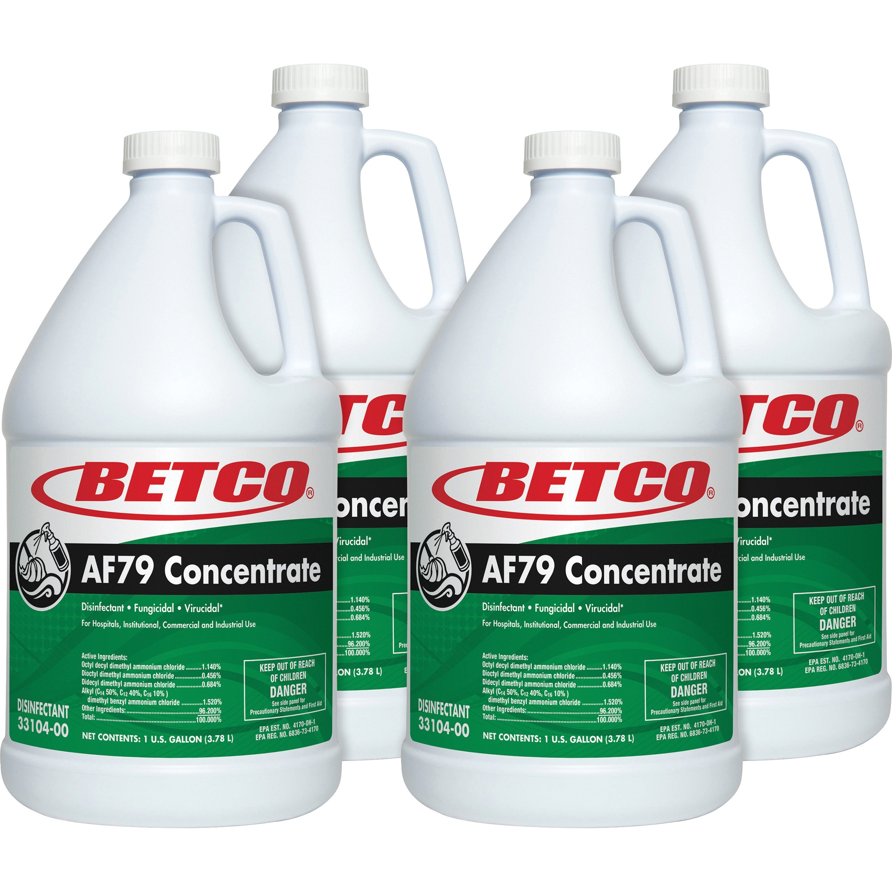 Betco AF79 Concentrate Disinfectant - Concentrate - 128 fl oz (4 quart) - Ocean Breeze Scent - 4 / Carton - Deodorize, Disinfectant, Non-abrasive - Green - 1