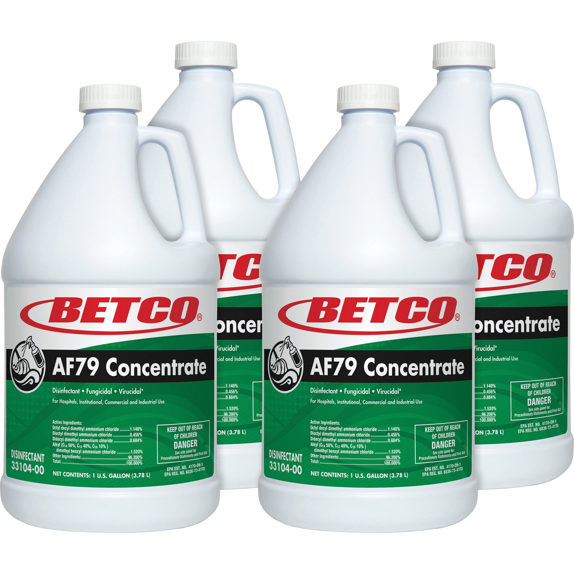 Betco AF79 Concentrate Disinfectant - Concentrate - 128 fl oz (4 quart) - Ocean Breeze Scent - 4 / Carton - Deodorize, Disinfectant, Non-abrasive - Green