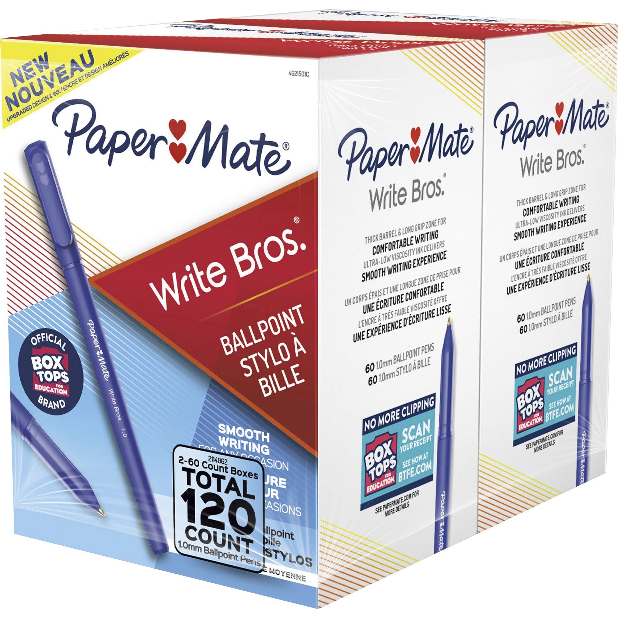 Write Bros. Ballpoint Pen Value Pack, Stick, Medium 1 mm, Blue Ink, Blue Barrel, 120/Pack
