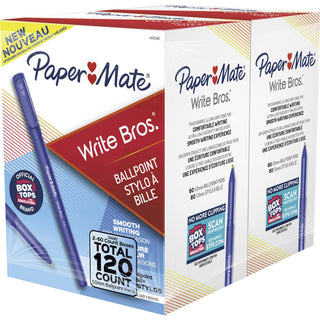 Write Bros. Ballpoint Pen Value Pack, Stick, Medium 1 mm, Blue Ink, Blue Barrel, 120/Pack
