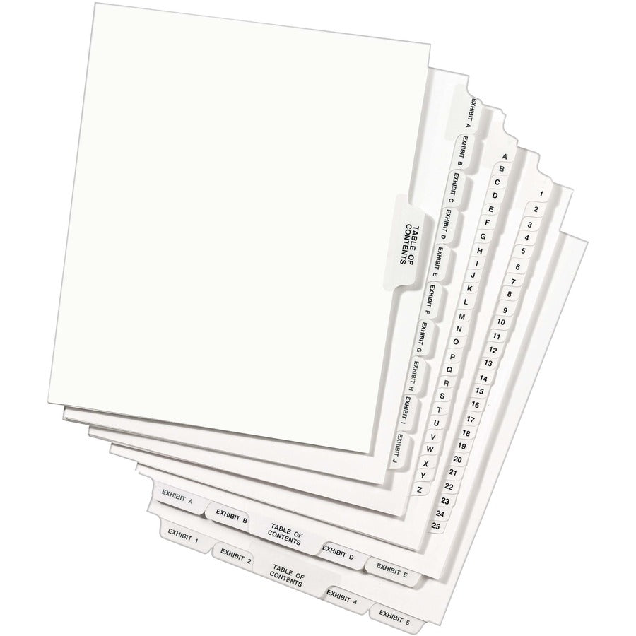 Avery Side Tab Individual Legal Dividers - 500 x Divider(s) - 500 Side Tab(s) - 100 - 1 Tab(s)/Set - 8.5" Divider Width x 11" Divider Length - Letter - 8.50" Width x 11" Length - White Paper Divider - 20 / Carton