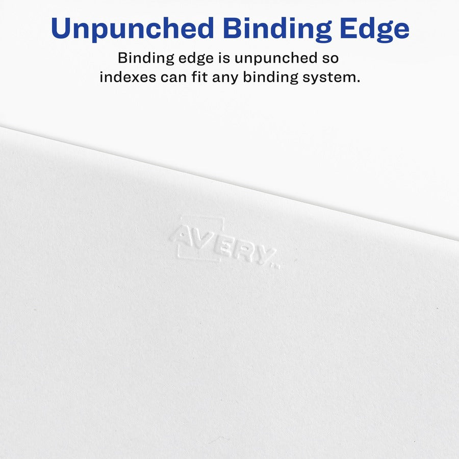 Avery Side Tab Individual Legal Dividers - 500 x Divider(s) - 500 Side Tab(s) - 100 - 1 Tab(s)/Set - 8.5" Divider Width x 11" Divider Length - Letter - 8.50" Width x 11" Length - White Paper Divider - 20 / Carton