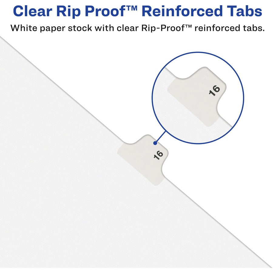Avery Side Tab Individual Legal Dividers - 500 x Divider(s) - 500 Side Tab(s) - 100 - 1 Tab(s)/Set - 8.5" Divider Width x 11" Divider Length - Letter - 8.50" Width x 11" Length - White Paper Divider - 20 / Carton