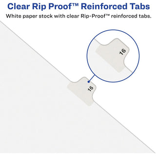 Avery Side Tab Individual Legal Dividers - 500 x Divider(s) - 500 Side Tab(s) - 100 - 1 Tab(s)/Set - 8.5" Divider Width x 11" Divider Length - Letter - 8.50" Width x 11" Length - White Paper Divider - 20 / Carton