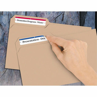 Avery Removable File Folder Labels - 2/3" Width x 3 7/16" Length - Removable Adhesive - Rectangle - Laser, Inkjet - Assorted, Dark Blue, Dark Red, Green, Yellow - Paper - 7 / Sheet - 648 Total Sheets - 4536 Total Label(s) - 18 / Carton