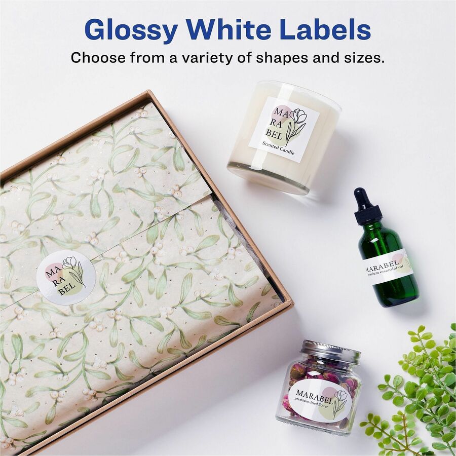 Avery Easy Peel Glossy Address Labels - 1" Width x 2 5/8" Length - Permanent Adhesive - Rectangle - Laser - White - Paper - 30 / Sheet - 50 Total Sheets - 1500 Total Label(s) - 5 / Carton