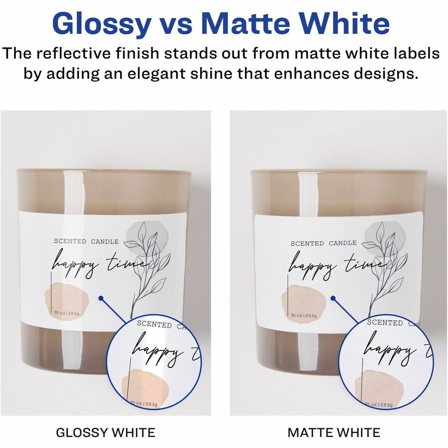 Avery Easy Peel Glossy Address Labels - 1" Width x 2 5/8" Length - Permanent Adhesive - Rectangle - Laser - White - Paper - 30 / Sheet - 50 Total Sheets - 1500 Total Label(s) - 5 / Carton
