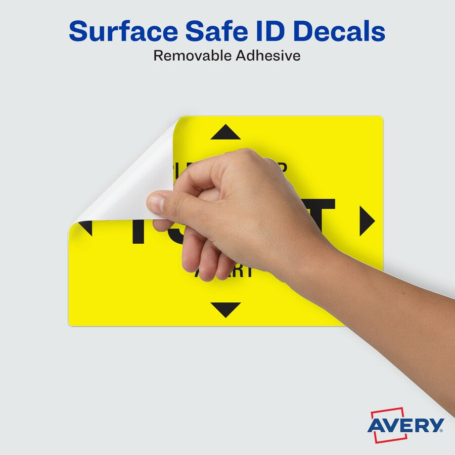 Avery Surface Safe PLEASE KEEP 1 SEAT APART Decals - 10 / Pack - Please Keep 1 Seat Apart Print/Message - 4" Width x 6" Height - Rectangular Shape - Water Resistant, Pre-printed, Chemical Resistant, Abrasion Resistant, Tear Resistant, Durable, U