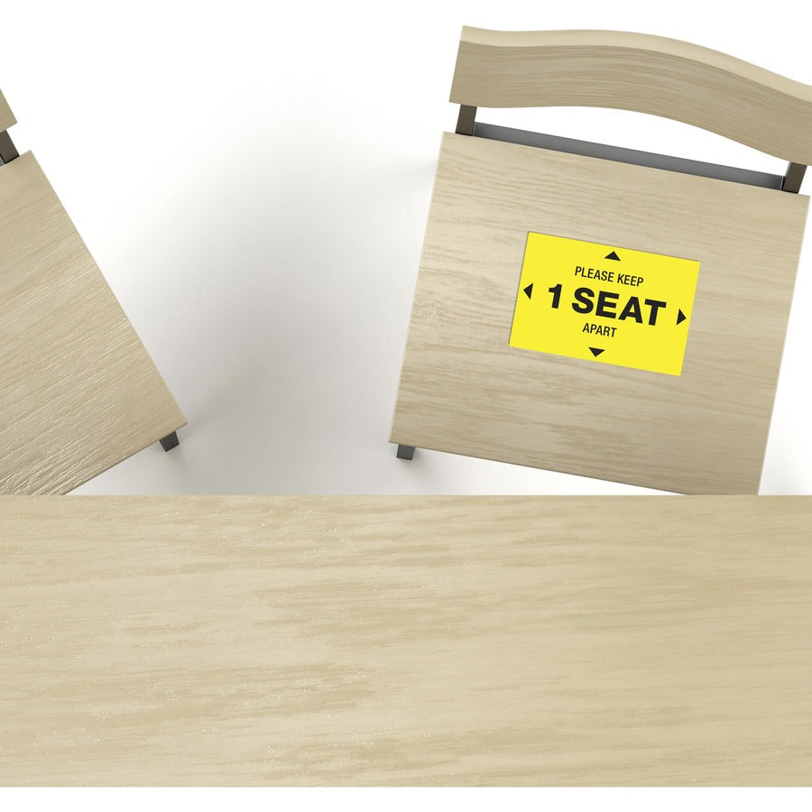 Avery Surface Safe PLEASE KEEP 1 SEAT APART Decals - 10 / Pack - Please Keep 1 Seat Apart Print/Message - 4" Width x 6" Height - Rectangular Shape - Water Resistant, Pre-printed, Chemical Resistant, Abrasion Resistant, Tear Resistant, Durable, U