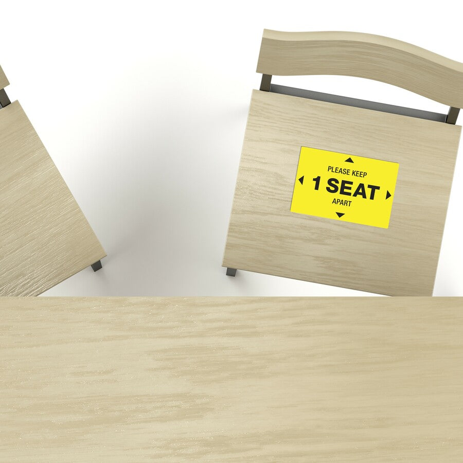 Avery Surface Safe PLEASE KEEP 1 SEAT APART Decals - 10 / Pack - Please Keep 1 Seat Apart Print/Message - 4" Width x 6" Height - Rectangular Shape - Water Resistant, Pre-printed, Chemical Resistant, Abrasion Resistant, Tear Resistant, Durable, U