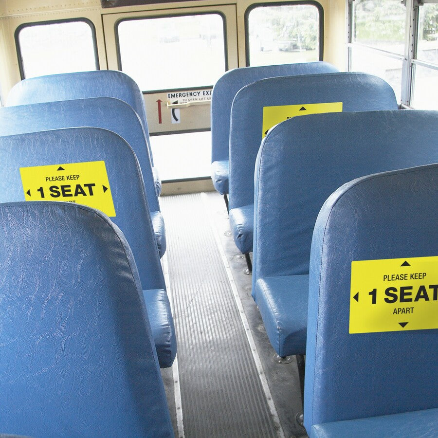 Avery Surface Safe PLEASE KEEP 1 SEAT APART Decals - 10 / Pack - Please Keep 1 Seat Apart Print/Message - 4" Width x 6" Height - Rectangular Shape - Water Resistant, Pre-printed, Chemical Resistant, Abrasion Resistant, Tear Resistant, Durable, U