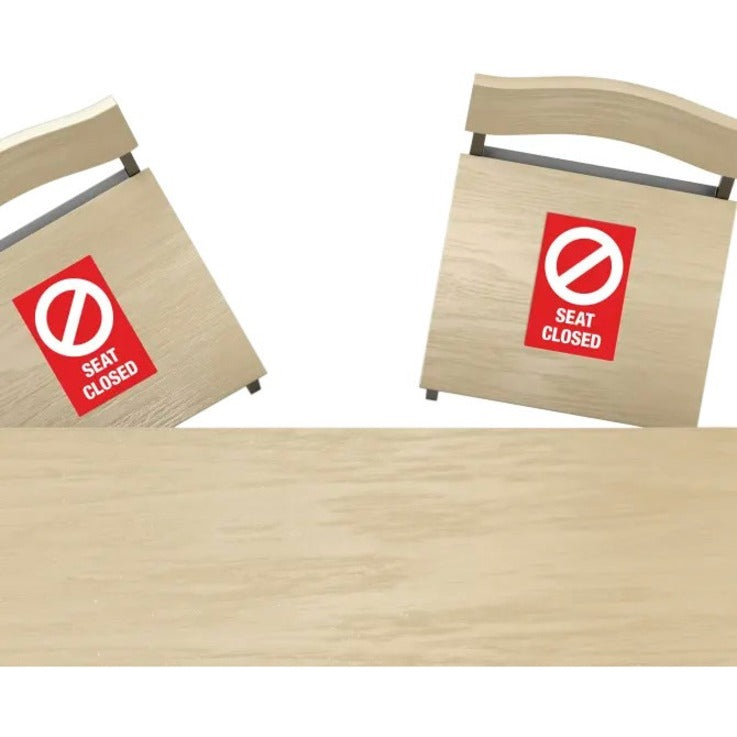Avery Surface Safe SEAT CLOSED Chair Decals - 10 / Pack - Seat Closed Print/Message - 4" Width x 6" Height - Rectangular Shape - Water Resistant, Pre-printed, Chemical Resistant, Abrasion Resistant, Tear Resistant, Durable, UV Resistant, Residue