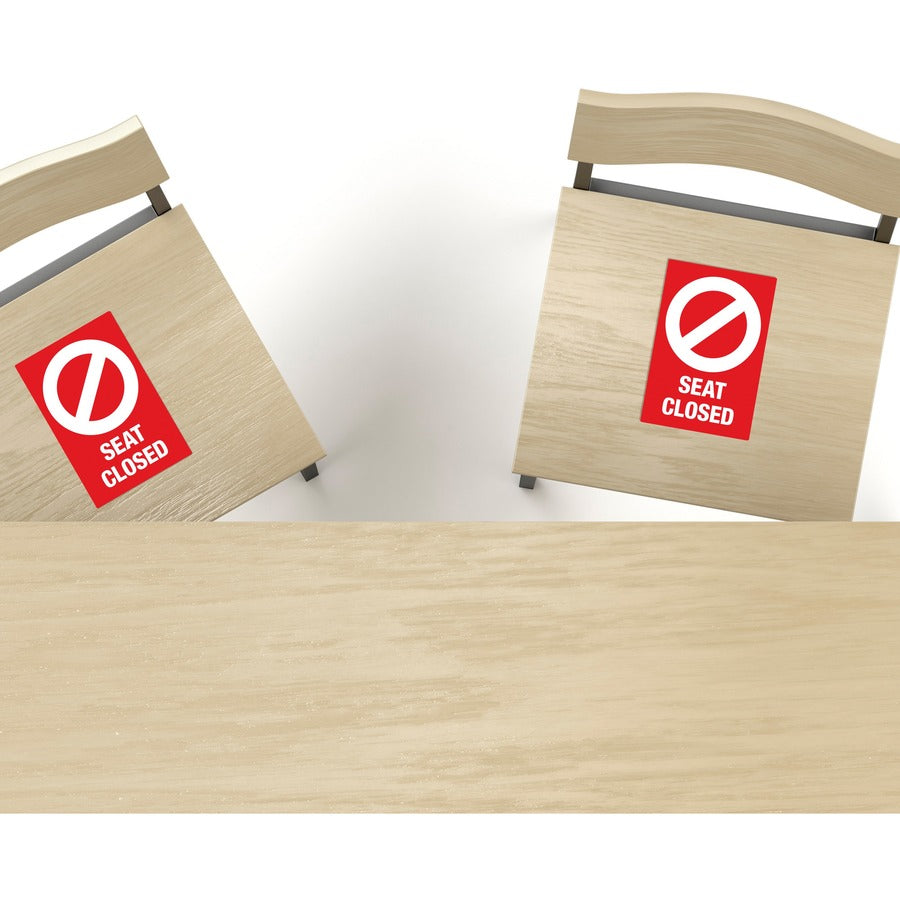 Avery Surface Safe SEAT CLOSED Chair Decals - 10 / Pack - Seat Closed Print/Message - 4" Width x 6" Height - Rectangular Shape - Water Resistant, Pre-printed, Chemical Resistant, Abrasion Resistant, Tear Resistant, Durable, UV Resistant, Residue