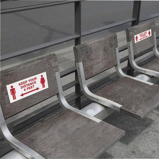 Avery Surface Safe KEEP YOUR DISTANCE Decals - 15 / Pack - Keep Your Distance Print/Message - Rectangular Shape - Water Resistant, Pre-printed, Chemical Resistant, Abrasion Resistant, Tear Resistant, Durable, UV Resistant, Residue-free, Easy Pee