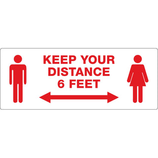 Avery Surface Safe KEEP YOUR DISTANCE Decals - 15 / Pack - Keep Your Distance Print/Message - Rectangular Shape - Water Resistant, Pre-printed, Chemical Resistant, Abrasion Resistant, Tear Resistant, Durable, UV Resistant, Residue-free, Easy Pee