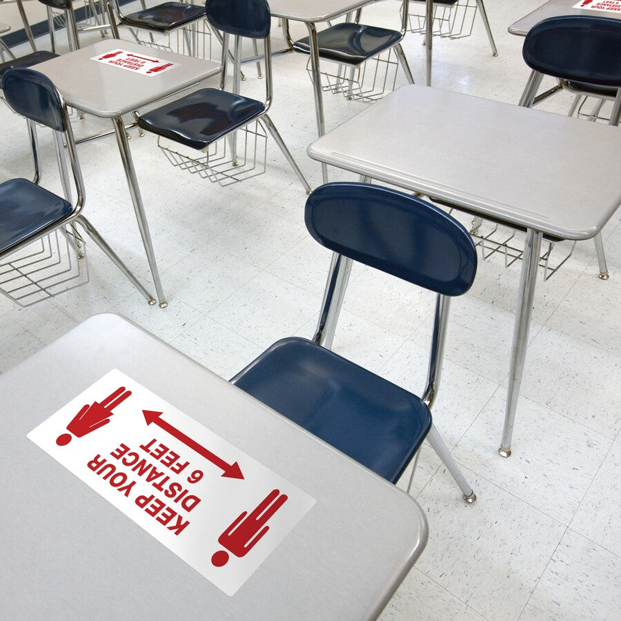 Avery Surface Safe KEEP YOUR DISTANCE Decals - 15 / Pack - Keep Your Distance Print/Message - Rectangular Shape - Water Resistant, Pre-printed, Chemical Resistant, Abrasion Resistant, Tear Resistant, Durable, UV Resistant, Residue-free, Easy Pee