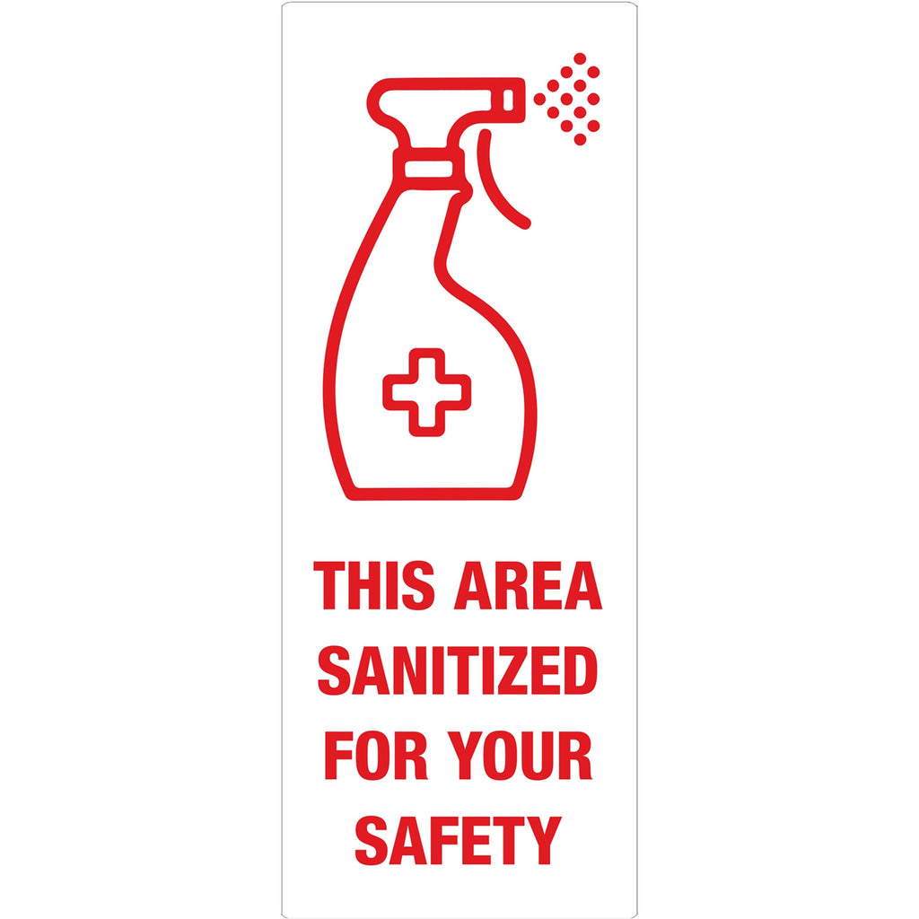 Avery Surface Safe THIS AREA SANITIZED Decals - 15 / Pack - This Area Sanitized Print/Message - Rectangular Shape - Water Resistant, Pre-printed, Chemical Resistant, Abrasion Resistant, Tear Resistant, Durable, UV Resistant, Residue-free, Easy P