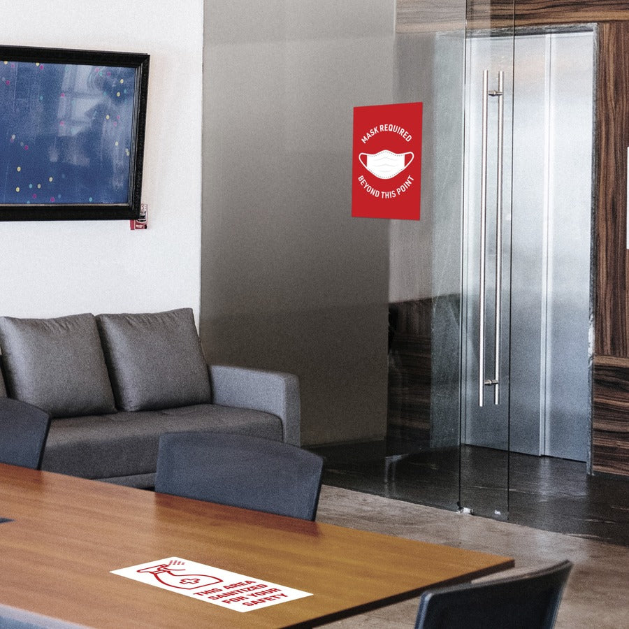 Avery Surface Safe THIS AREA SANITIZED Decals - 15 / Pack - This Area Sanitized Print/Message - Rectangular Shape - Water Resistant, Pre-printed, Chemical Resistant, Abrasion Resistant, Tear Resistant, Durable, UV Resistant, Residue-free, Easy P