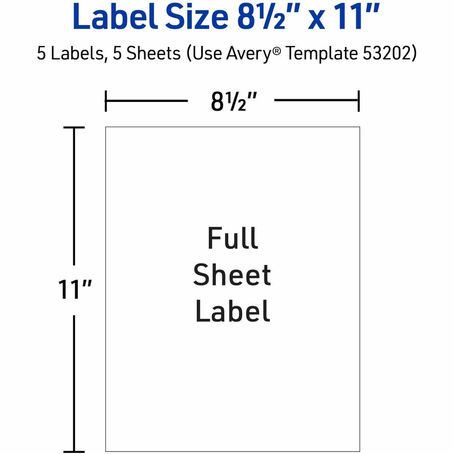 Avery Matte White Sticker Project Paper - Letter - 8 1/2" x 11" - 30 / Carton - Printable, Removable Adhesive, Die-cut, Repositionable, Lignin-free - Matte White