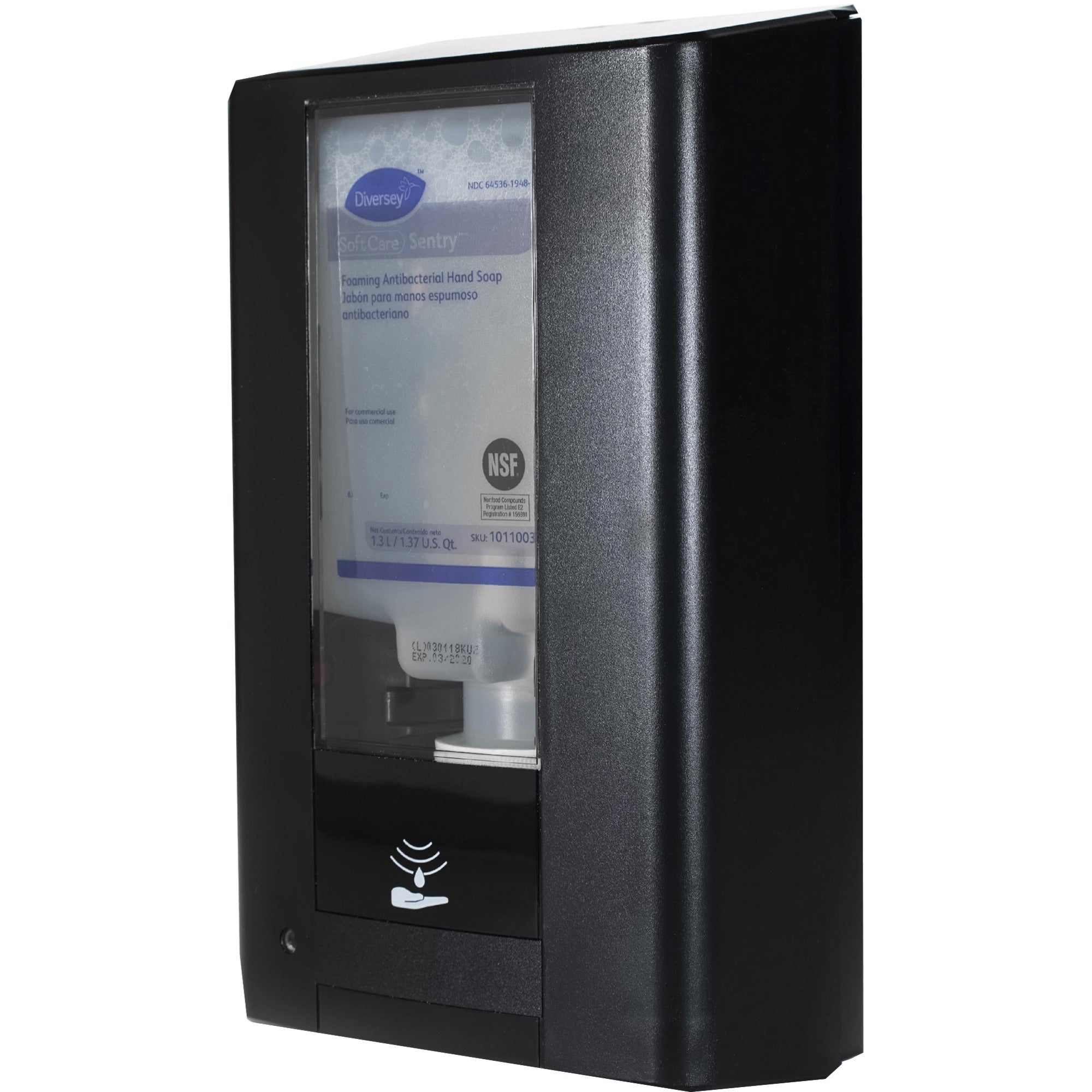 Diversey IntelliCare Hybrid Dispenser - Automatic/Manual - 1.37 quart Capacity - Durable, Lockable, Site Window, Tamper Resistant, Scratch Resistant, UV Resistant, Refillable - Black - 1Each