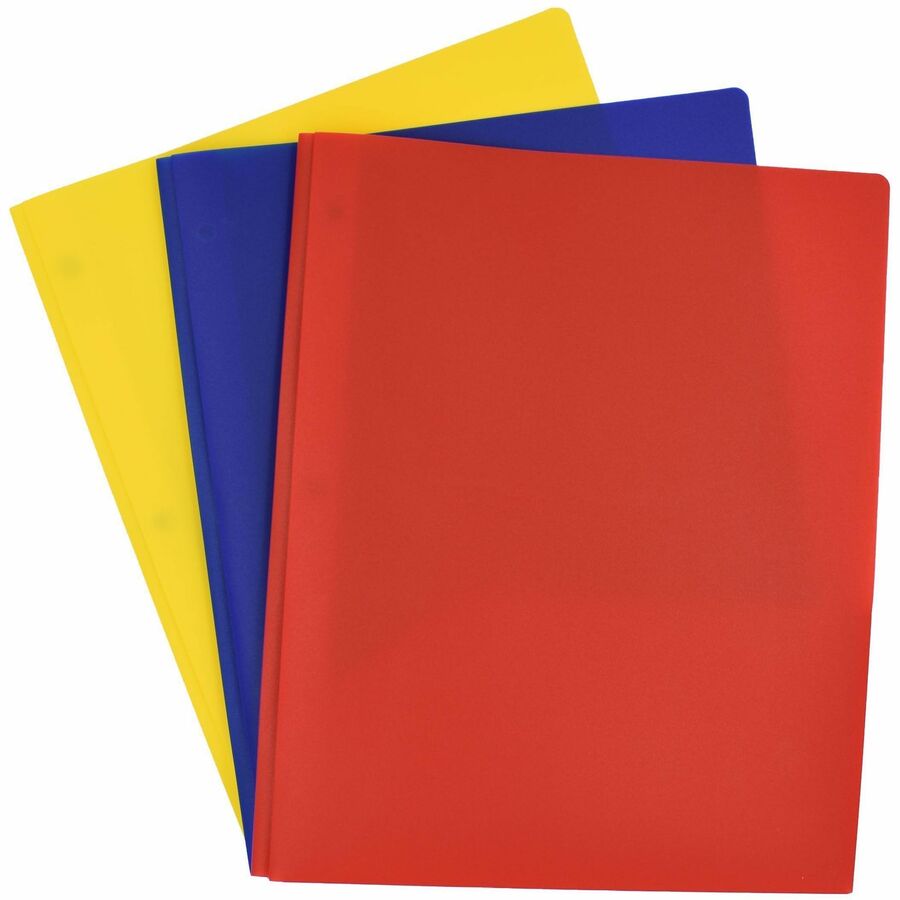 Smead Letter Fastener Folder - 8 1/2" x 11" - 180 Sheet Capacity - 2 x Double Tang Fastener(s) - 2 Inside Back Pocket(s) - Red, Yellow, Blue - 72 / Carton