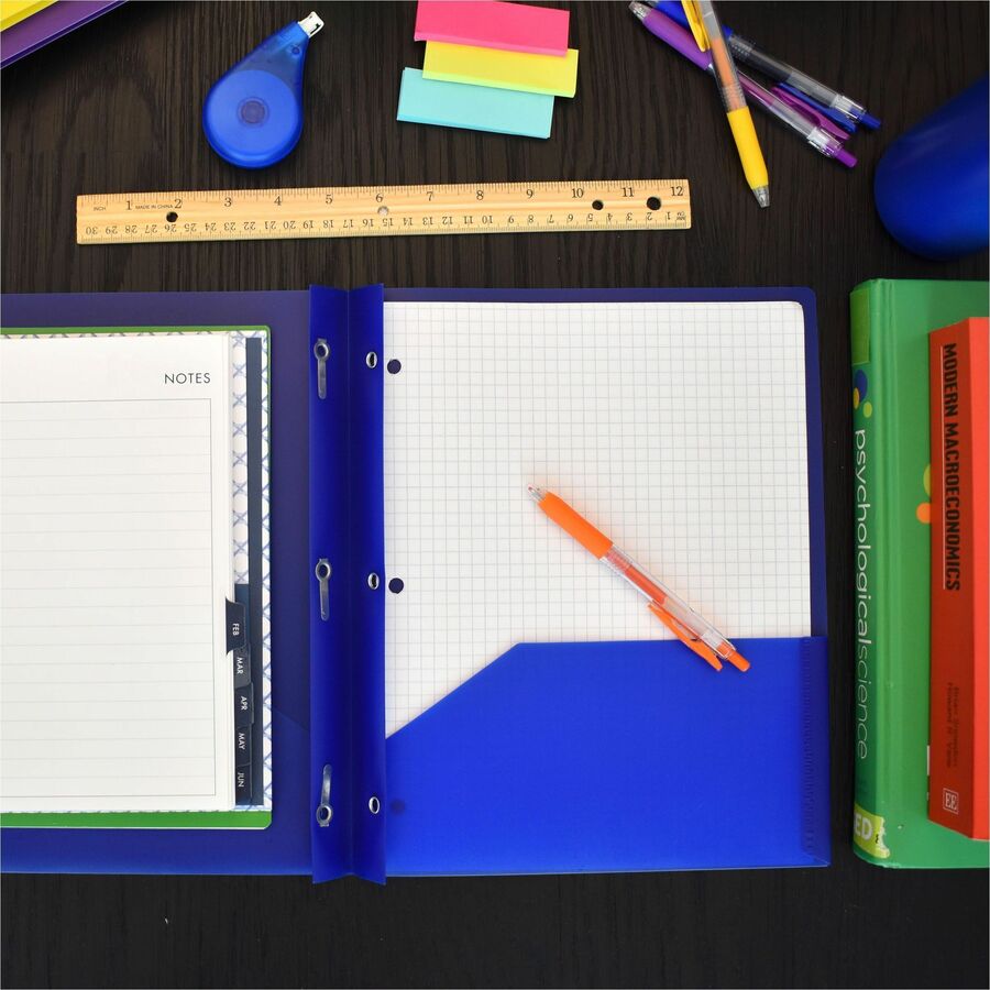 Smead Letter Fastener Folder - 8 1/2" x 11" - 180 Sheet Capacity - 2 x Double Tang Fastener(s) - 2 Inside Back Pocket(s) - Blue - 72 / Carton