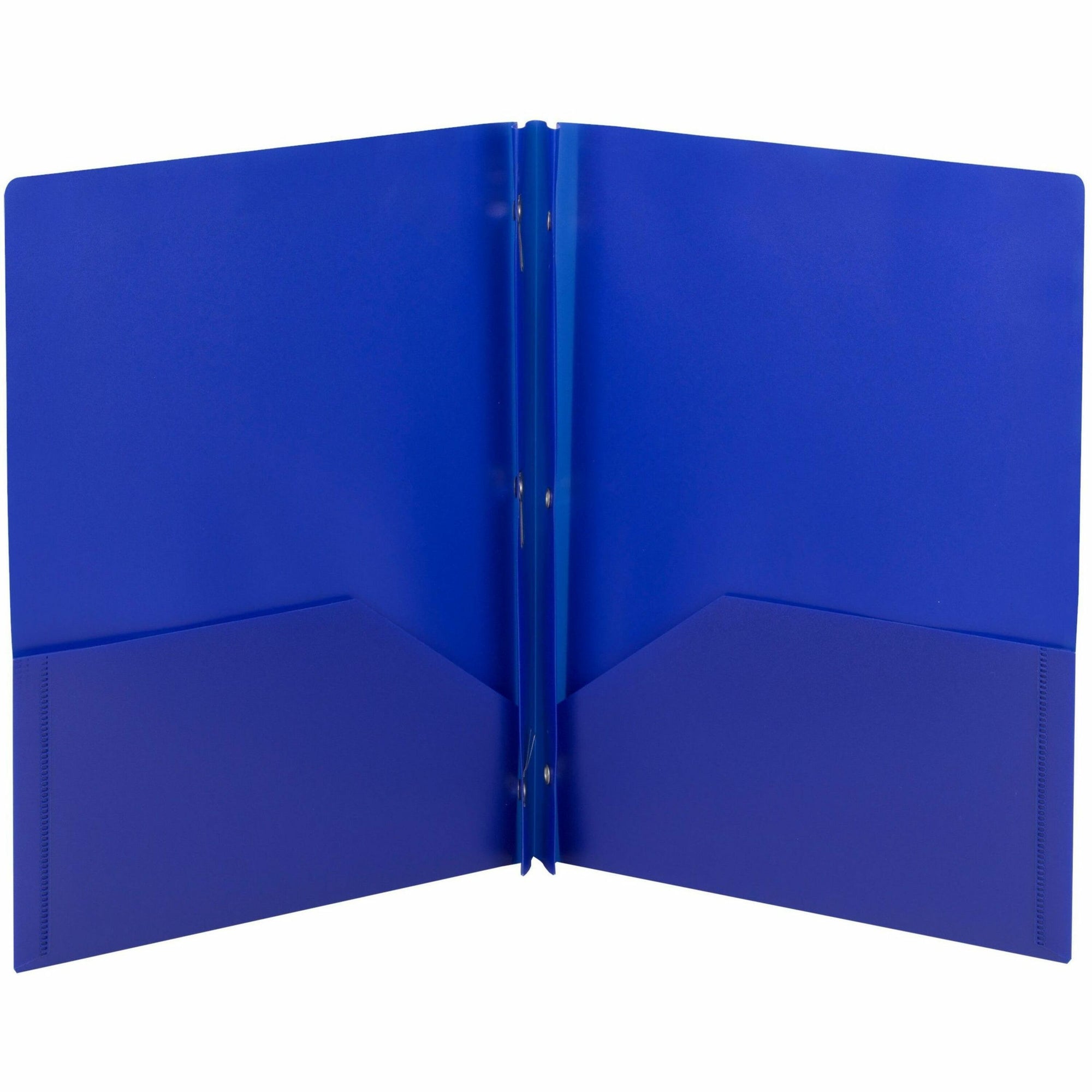 Smead Letter Fastener Folder - 8 1/2" x 11" - 180 Sheet Capacity - 2 x Double Tang Fastener(s) - 2 Inside Back Pocket(s) - Blue - 72 / Carton