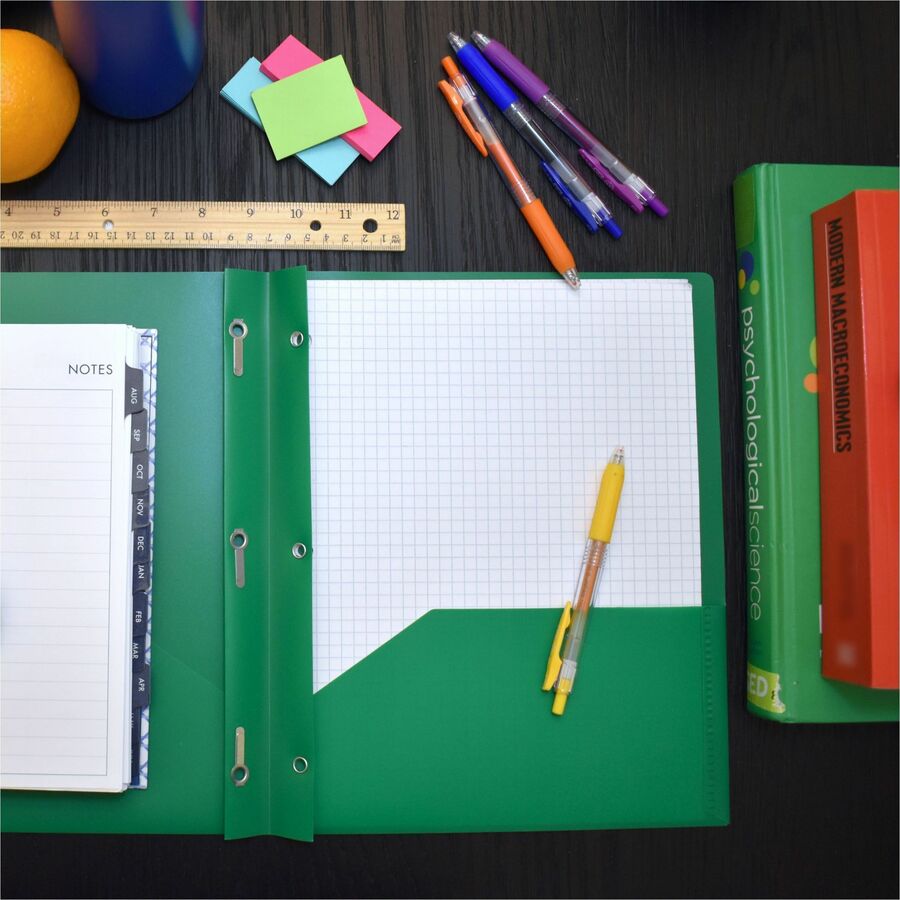 Smead Letter Fastener Folder - 8 1/2" x 11" - 180 Sheet Capacity - 2 x Double Tang Fastener(s) - 2 Inside Back Pocket(s) - Green - 72 / Carton