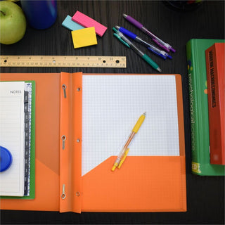 Smead Letter Fastener Folder - 8 1/2" x 11" - 180 Sheet Capacity - 2 x Double Tang Fastener(s) - 2 Inside Back Pocket(s) - Orange - 72 / Carton