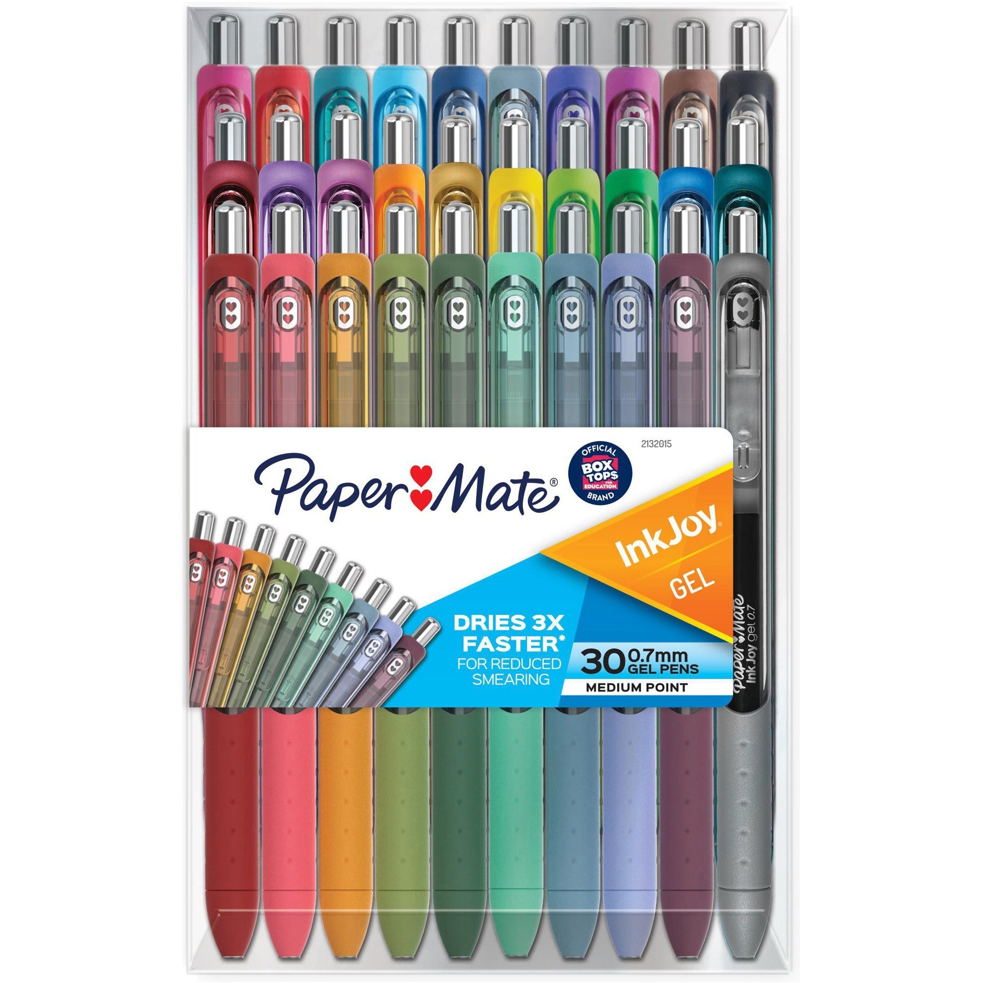 InkJoy Gel Pen, Retractable, Medium 0.7 mm, Assorted Ink and Barrel Colors, 30/Pack