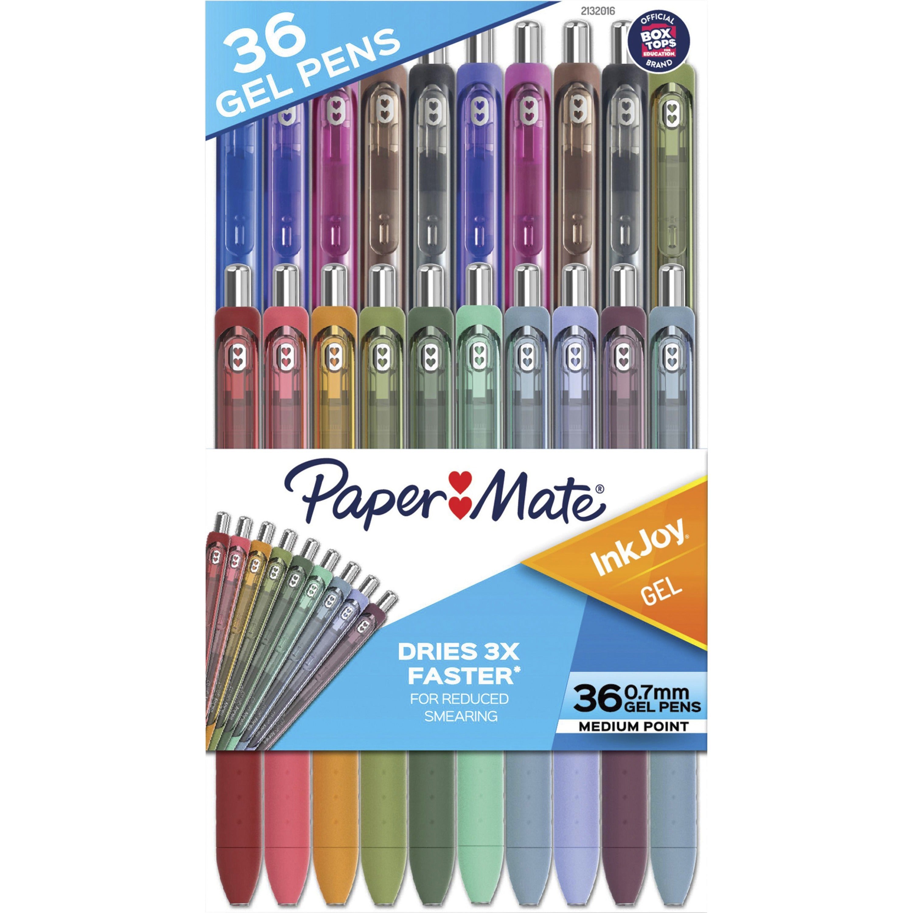 InkJoy Gel Pen, Retractable, Medium 0.7 mm, Assorted Ink and Barrel Colors, 36/Pack