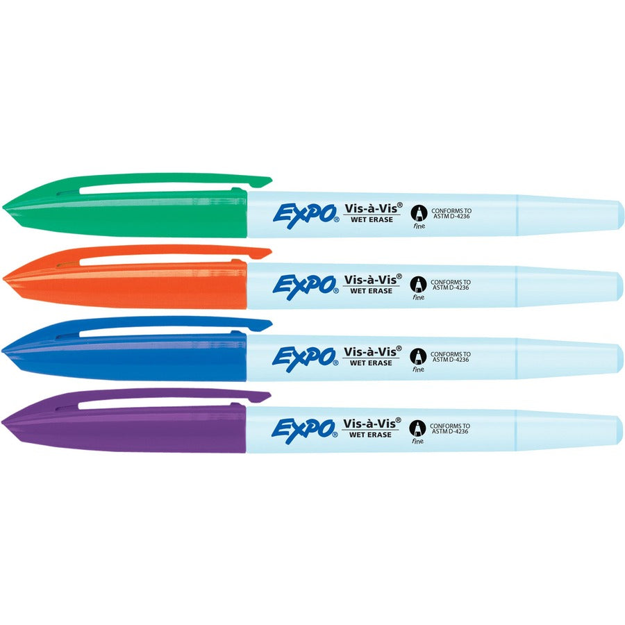 expo-vis-a-vis-wet-erase-markers-fine-marker-point-assorted-4-pack_san2134049 - 2