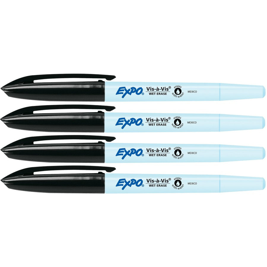 expo-vis-a-vis-wet-erase-markers-fine-marker-point-black-4-pack_san2134050 - 2