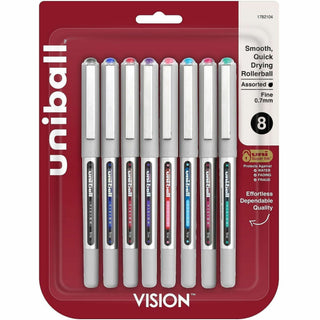 uniball Vision Rollerball Pen - Bold Pen Point - 0.7 mm Pen Point Size - Assorted Liquid Ink - 8 / Pack