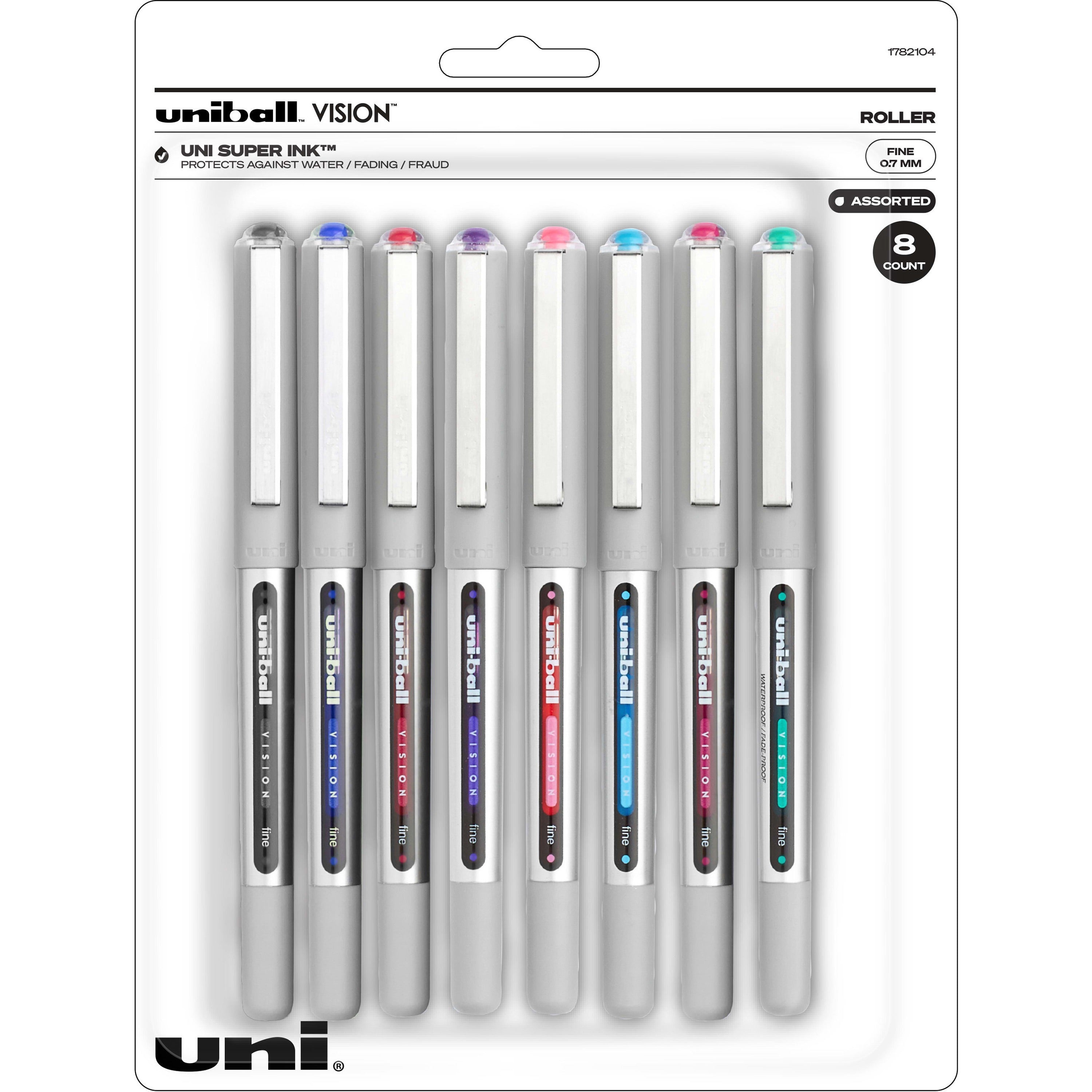 uniball-vision-rollerball-pen-bold-pen-point-07-mm-pen-point-size-assorted-liquid-ink-8-pack_ubc1782104 - 1