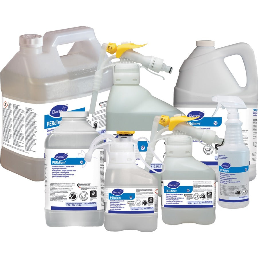 PERdiem General Purpose Cleaner with Hydrogen Peroxide - Concentrate - 84.5 fl oz (2.6 quart)Bottle - 1 Each - Heavy Duty, Dilutable, Phosphorous-free, Odorless, Color-free - Clear