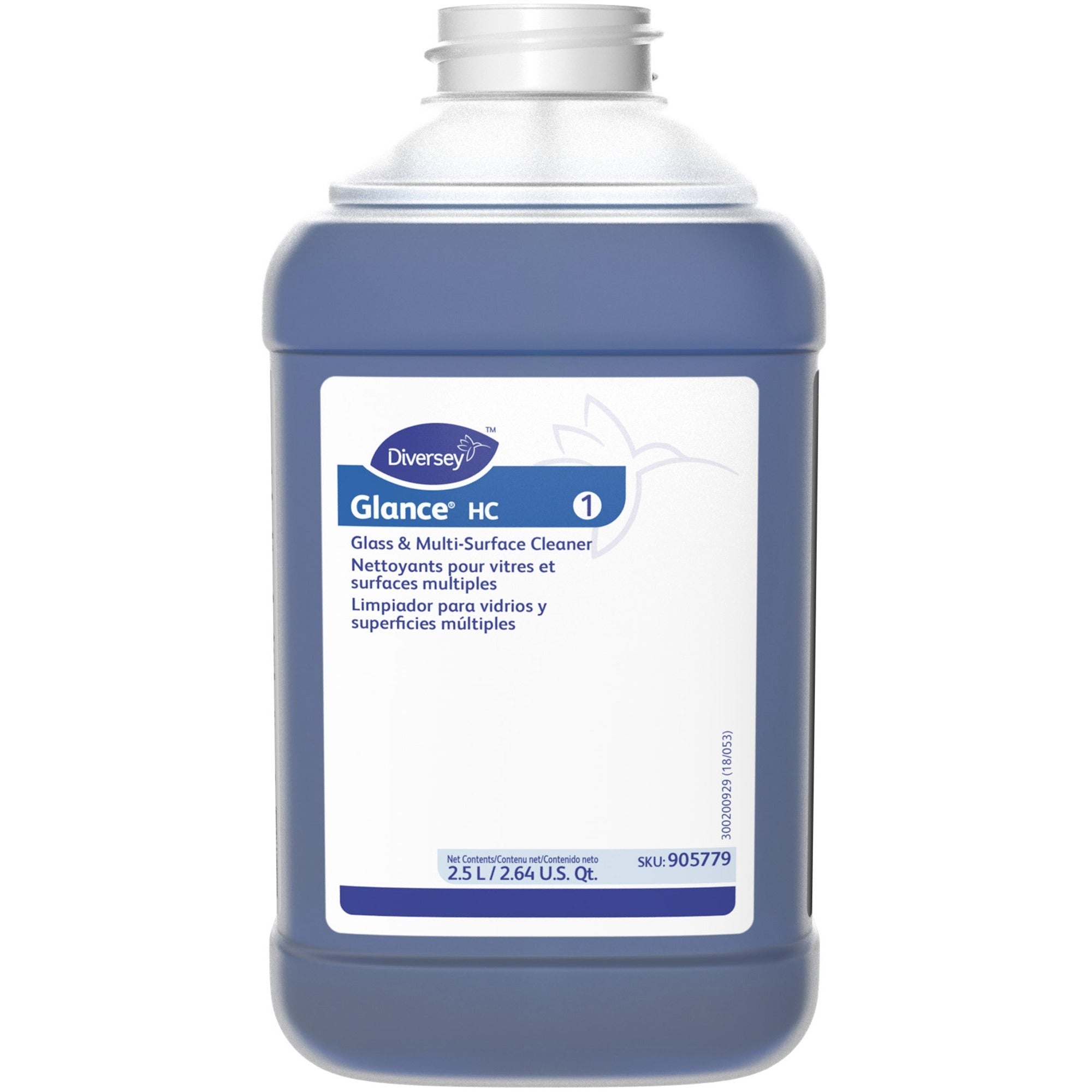 diversey-glance-hc-glass-multisurface-cleaner-concentrate-845-fl-oz-26-quart-ammonia-scentbottle-1-each-non-streaking-quick-drying-streak-free-blue_dvo905779 - 1