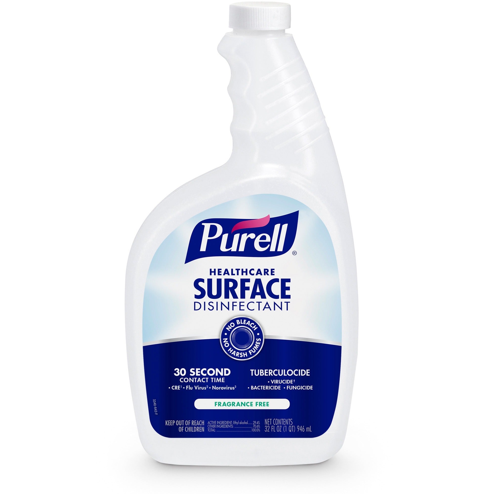 PURELL Healthcare Surface Disinfectant - Ready-To-Use - 32 fl oz (1 quart)Spray Bottle - 6 / Carton - Disinfectant, Fragrance-free, Bleach Resistant, Non-irritating, Odor-free - Clear