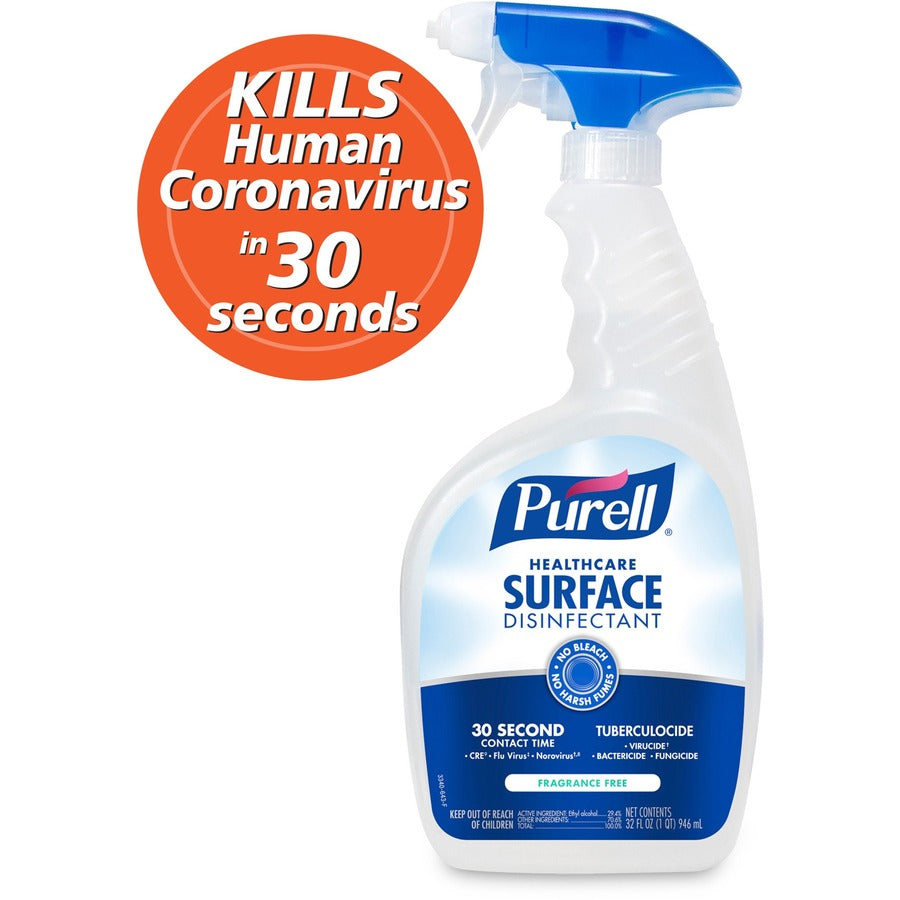 purell-healthcare-surface-disinfectant-ready-to-use-32-fl-oz-1-quartspray-bottle-6-carton-disinfectant-fragrance-free-bleach-resistant-non-irritating-odor-free-clear_goj334006 - 4