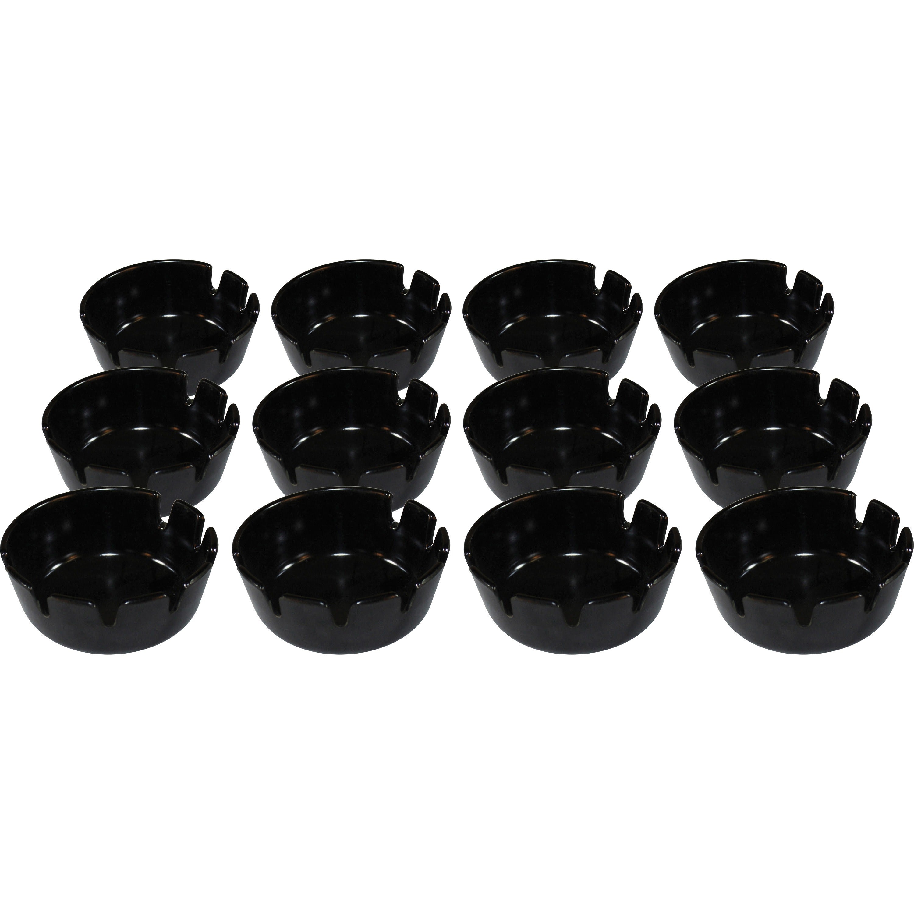 Impact Tabletop Ash Tray - Round - Heat Resistant, Lightweight - 1.8" Height x 4.8" Width - Plastic - Black - 12 / Box