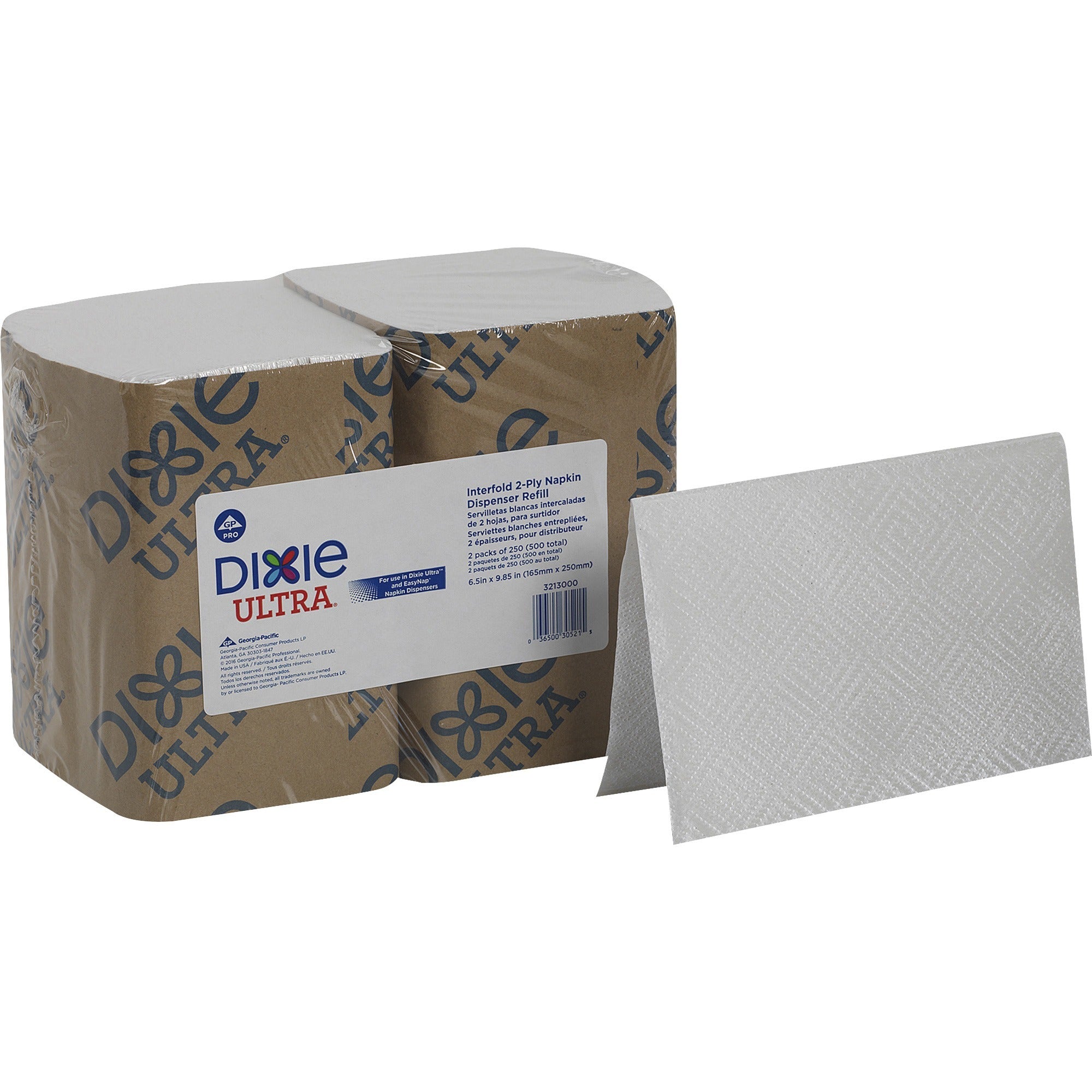 Interfold Napkin Refills, 2 Ply, 6 1/2x9 7/8, White, 500/Pk, 6 Pack/Ctn