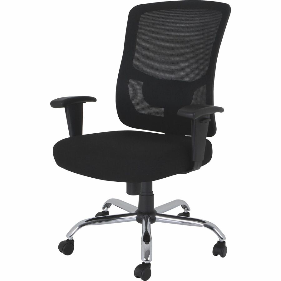 Lorell High-capacity Mesh High-back Task Chair - Fabric Seat - Mid Back - 5-star Base - Black - 1 Each