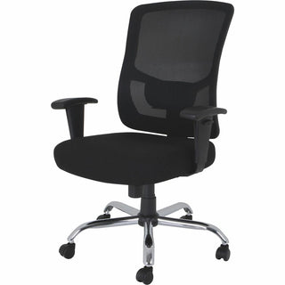 Lorell High-capacity Mesh High-back Task Chair - Fabric Seat - Mid Back - 5-star Base - Black - 1 Each