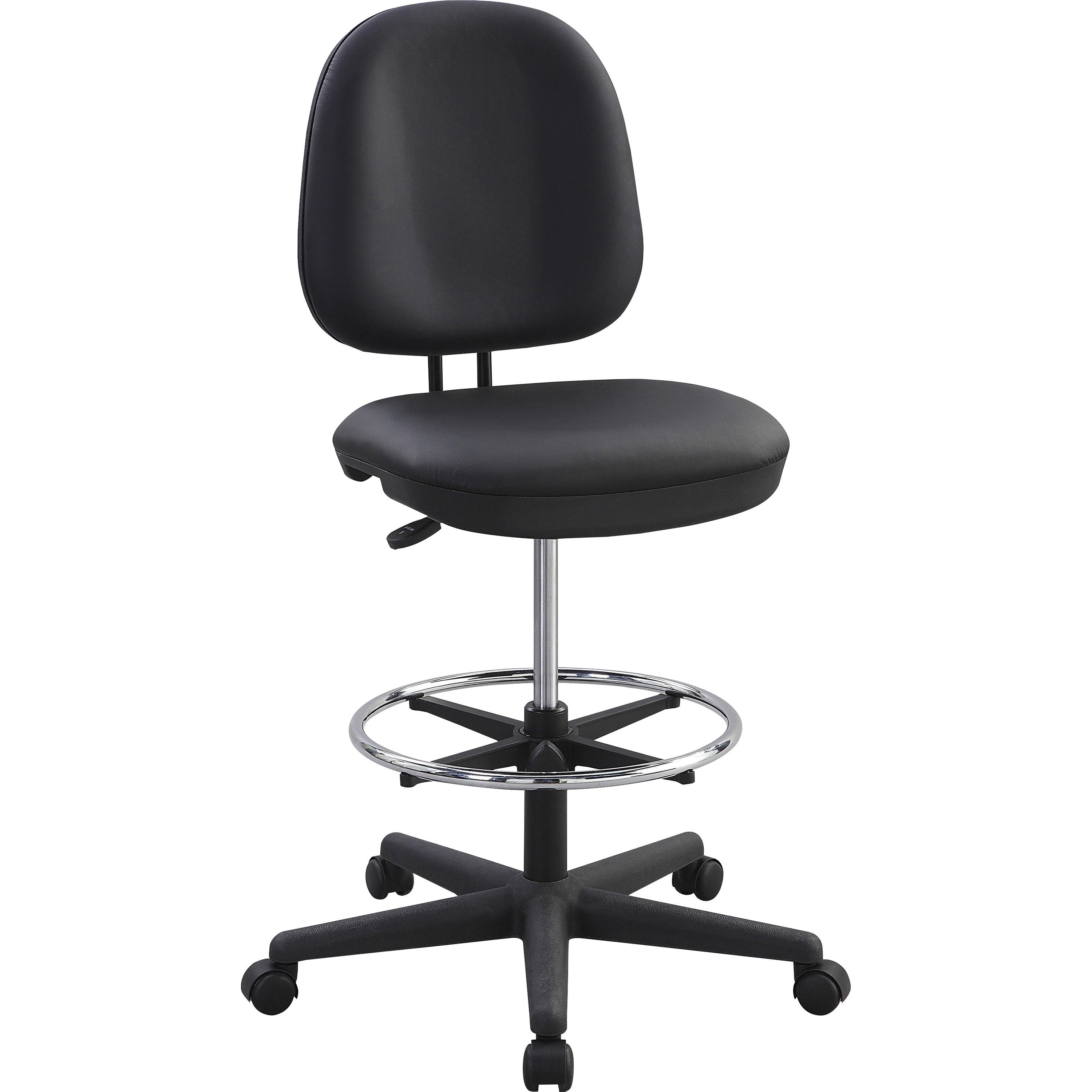 lorell-contoured-back-stool-vinyl-plastic-seat-vinyl-plastic-back-5-star-base-black-1-each_llr62627 - 1